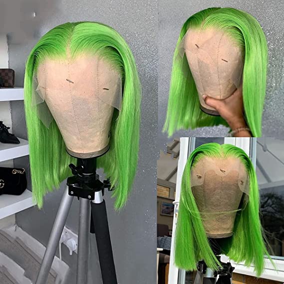 13X4 HD 10A Vert Lime Straight Lace 180% Perruque 10-28