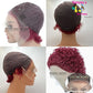 Hd Transparent 99J Burgundy Lace Front Wig 13X4 Frontal Short Pixie Cut Wig150 Remy Hair