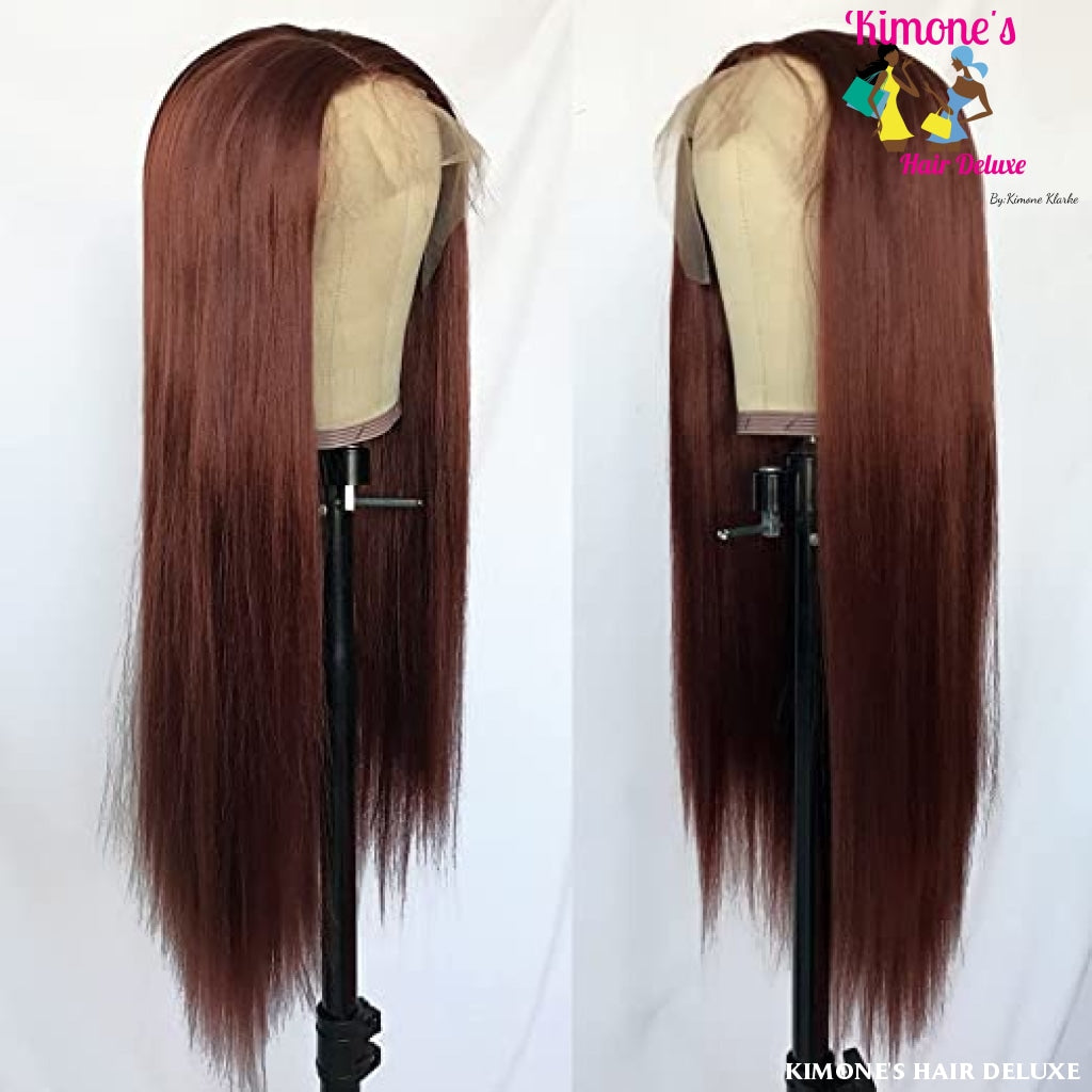 Reddish Brown 13x4 transparent Lace Front Body Wave/ Straight 180